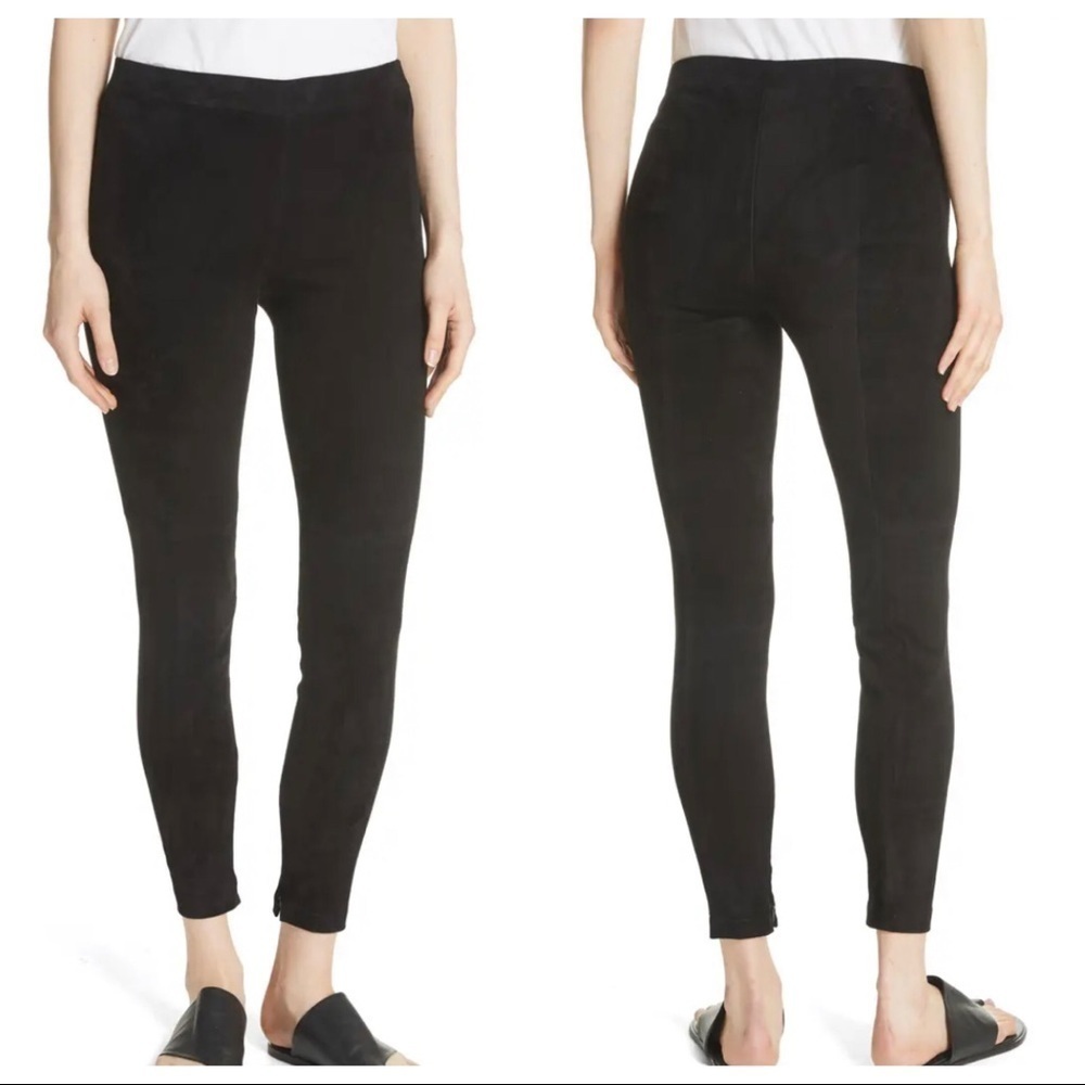 $995 retail XS Vince Suede Ankle Zip Leggings Black NWT